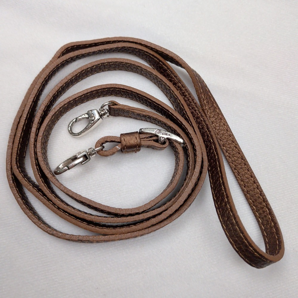 Brighton Metallic Bronze Pebbled Leather Adjustable Crossbody Purse Strap Silver